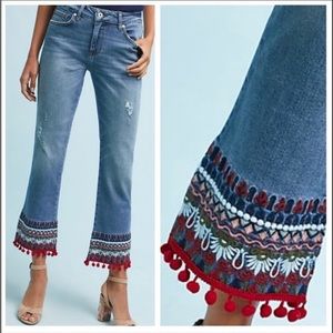 Anthropologie Pilcro cropped embroidered jeans